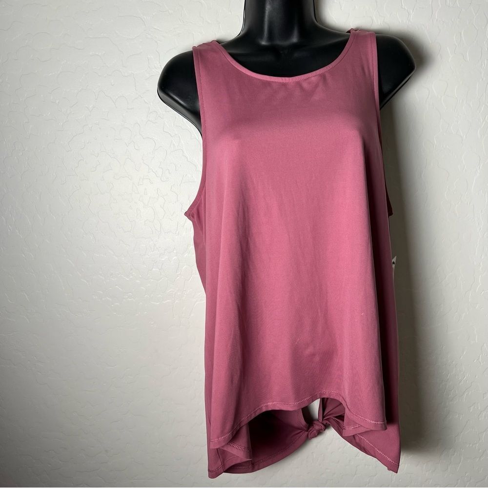 Yogalicious Pink Mauve Tunic Tank With Cutout Tie Back Relaxed Coverup L NWT